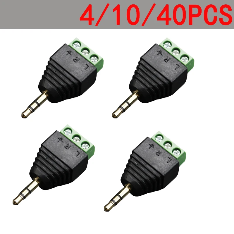 

4/10/40 Pcs Stereo Male Plug to Screw Terminal Adapter for AV Video Balun Audio CCTV Installations