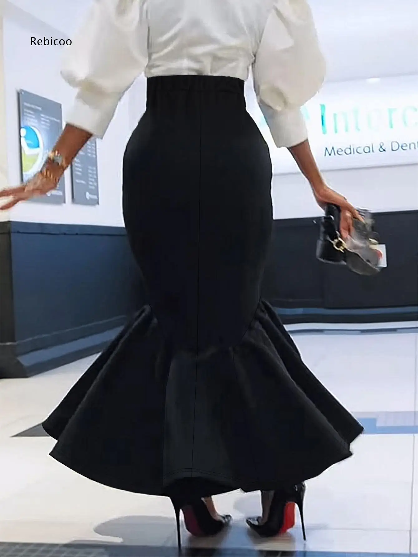 High Waist Flared Mermaid Long Skirt For Women Elastic Waist Design For Working Occasions And Various Formal Event Styling