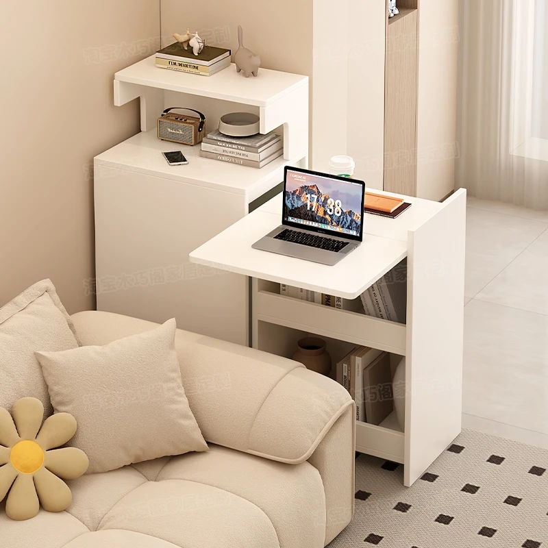 Simple and modern push-pull folding desk, sofa side cabinet, movable side few, small apartment shelf storage cabinet