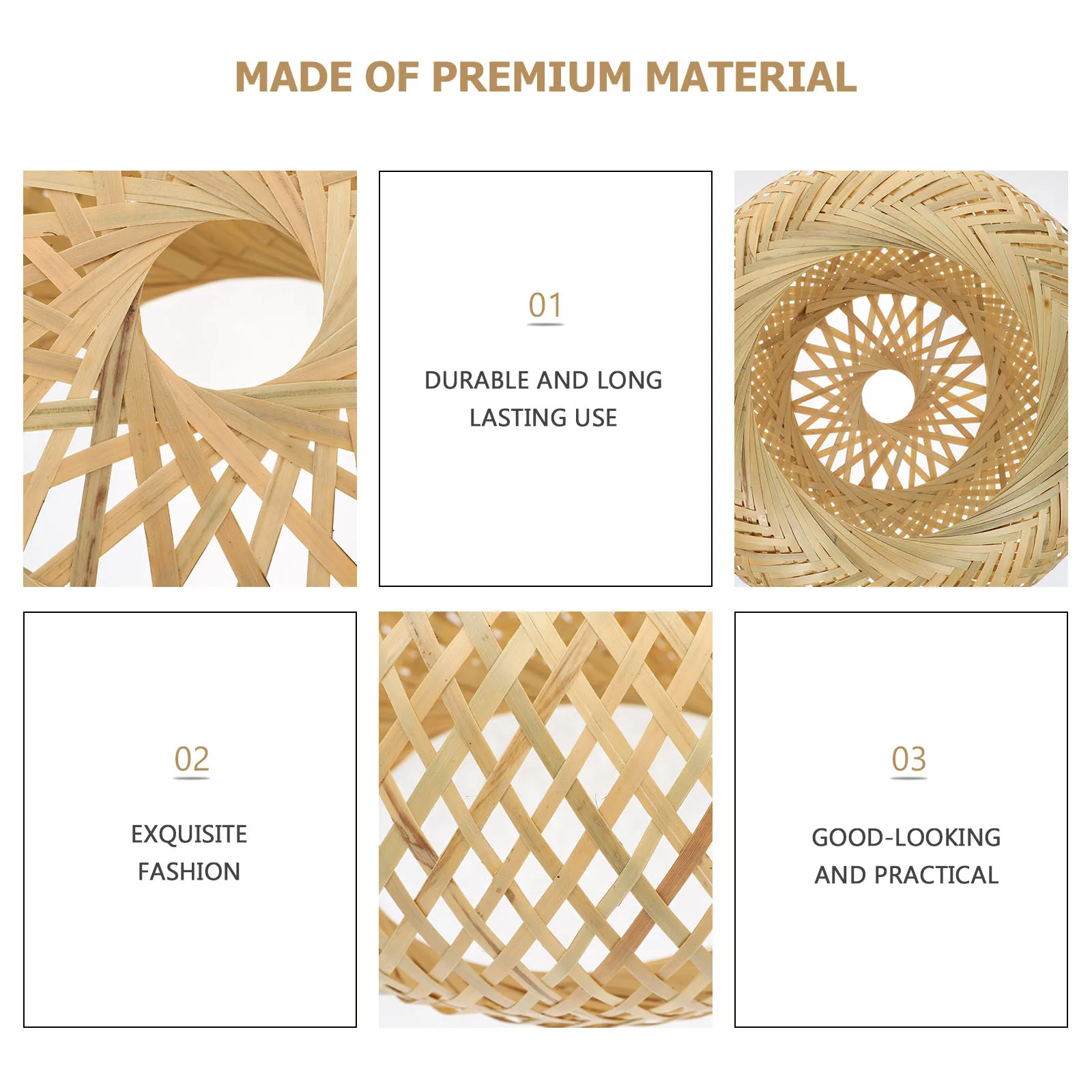 

1Pcs Bamboo Woven Lampshade Hanging Light Cover Decorative Craft Lamp Accessory Indoor Home Room Light Shade Simple Lampshade