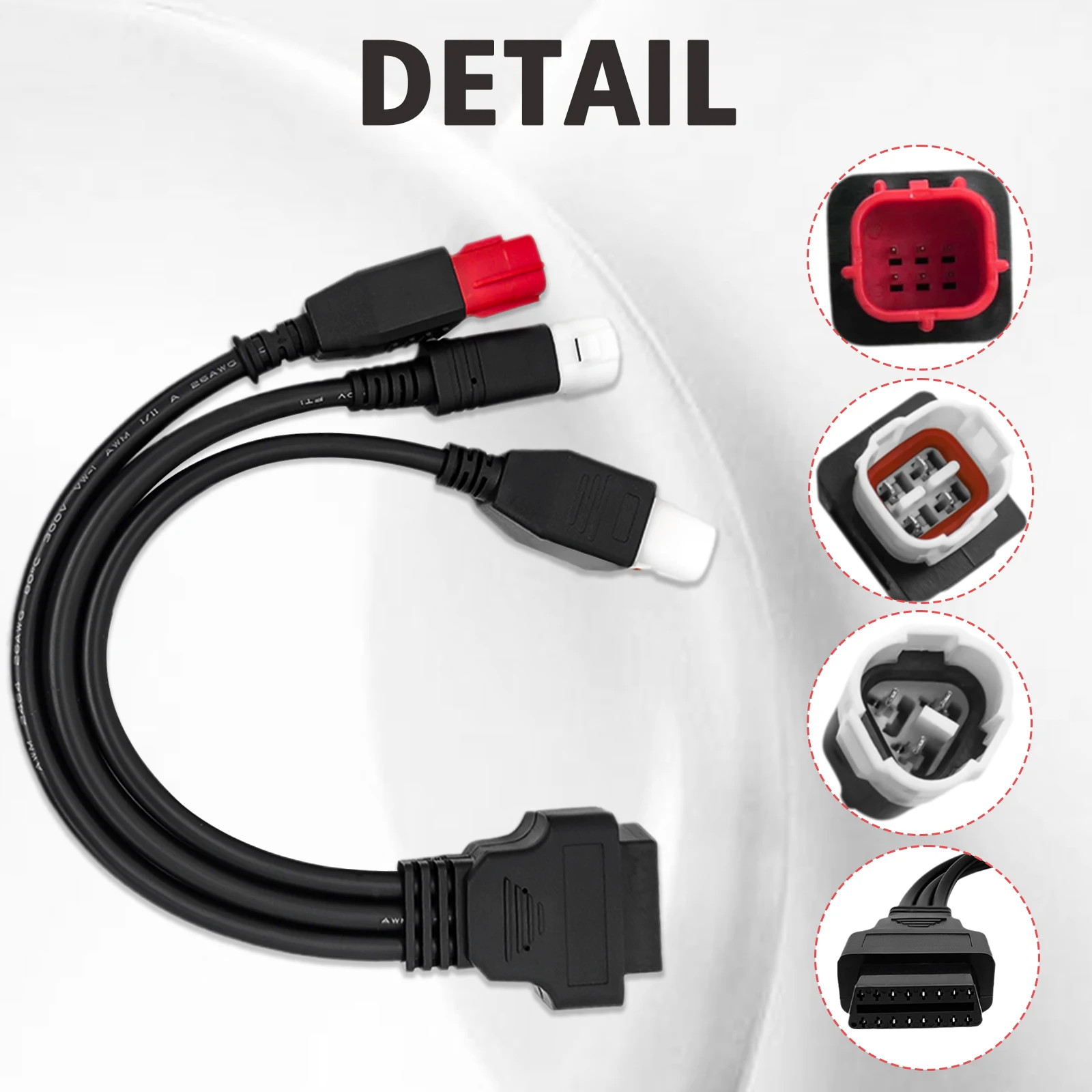 Motorrad-OBD-Adapter für Yamaha 3-Pin 4-Pin für Honda 6-Pin 3-in-1 Motor-Diagnose-Stecker Motorrad-OBD2-Diagnosekabel – Detail 2