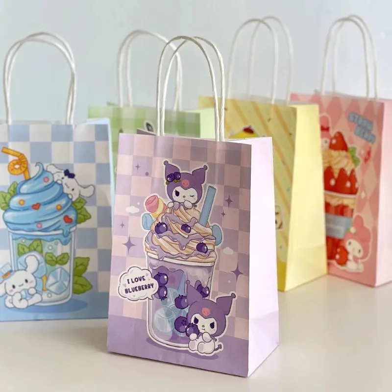 

2024 New Sanrio Cartoon Packaging Tote Bags Hello Kitty Melody Kuromi Cinnamoroll Pochacco Anime Figures Kids Birthday Gifts Bag