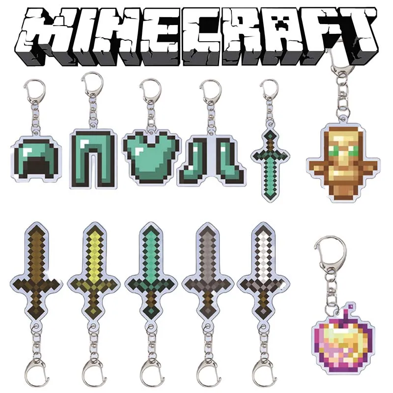 Minecraft Keychain Cartoon Anime Keychain Creative Double-Sided Acrylic Key Ring Pendant Key Chain Accessories Fashion Gifts New