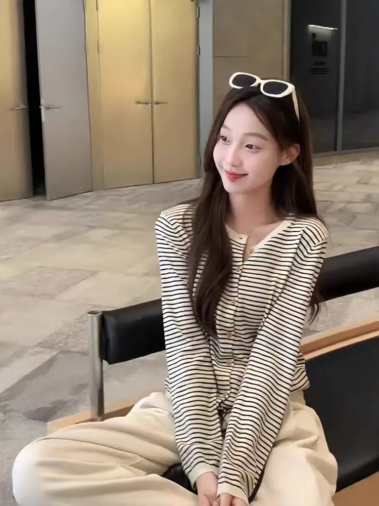 

Cardigans Zip For Girls Sweaters Womens Fall Lining Mink-Like Modal Elegant Solid Fine Mesh Harajuku Drawstring Solid-Clothing