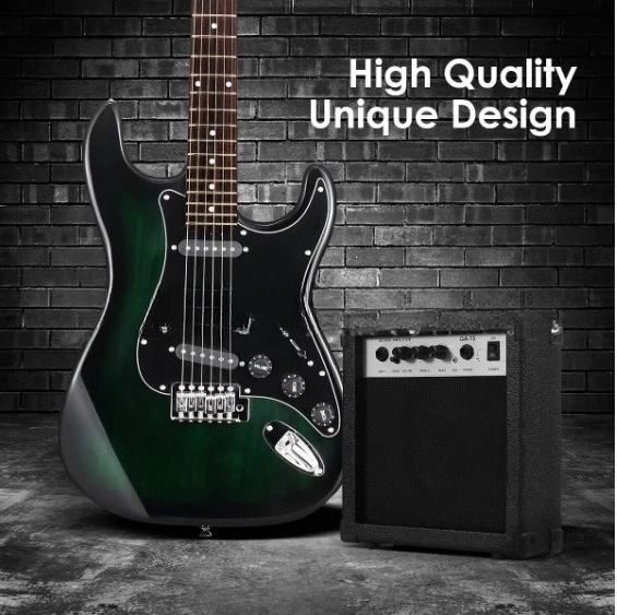 Guitarra Eléctrica de 39 Pulgadas para Estudiantes y Adultos Principiantes, Color Verde Oscuro, Guitarra Eléctrica de Rock, Compra al por Mayor