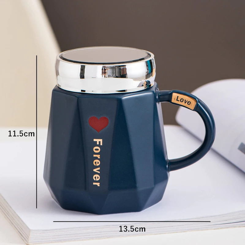 Creative Mirror Ceramic Coffee Tea Mugs High Capacity Beer Drinking Water Cups with Handle for Kitchen Tableware Home Office Use