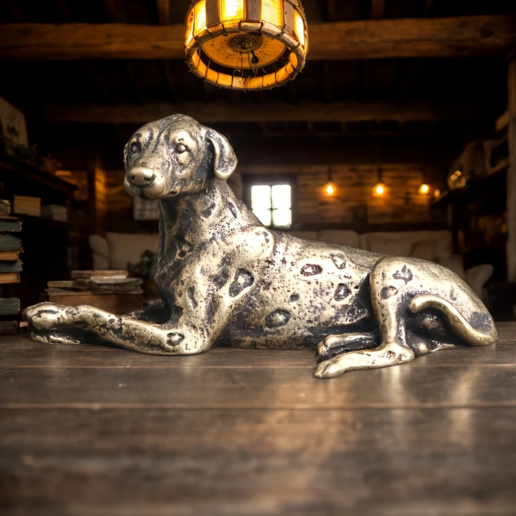 1/2pcs Classic Brass Distressed Dalmatian Animal Ornaments, Perfect for Your Home