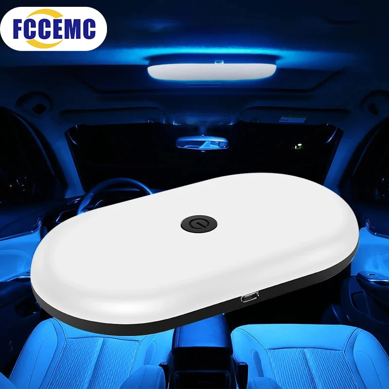 LED Car Interior Reading Light Car Roof Dome Lamp Rechargeable USB Charging Touch Night Trunk Lights Auto Accessories Universal