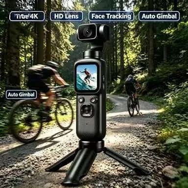 Pocket Gimbal Action Camera True 4K Recording HD Lens Face Tracking Anti-shake Cam Off-road Mountain Outdoor Sports Video Gear