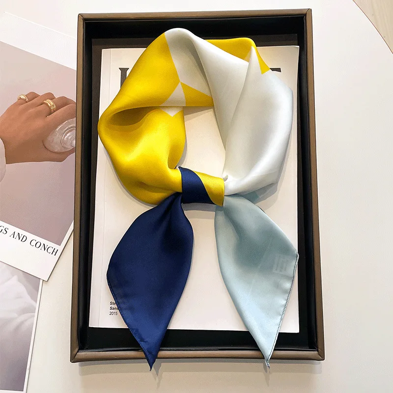 

New Spring 70*70cm Square Scarf Women Shawl Floral Print Silk Hijab Foulard Female Bandana Luxury Brand Scarfs Ladies Decorate