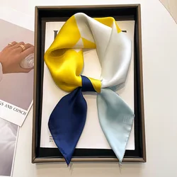 New Spring 70*70cm Square Scarf Women Shawl Floral Print Silk Hijab Foulard Female Bandana Luxury Brand Scarfs Ladies Decorate
