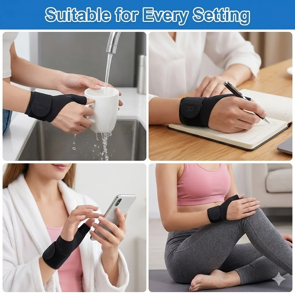 2-Pack Adjustable Breathable Wristband with Thumb Stabilizer - Ergonomic Support for Typing, Repetitive Tasks/Anti-Slip Design image 6