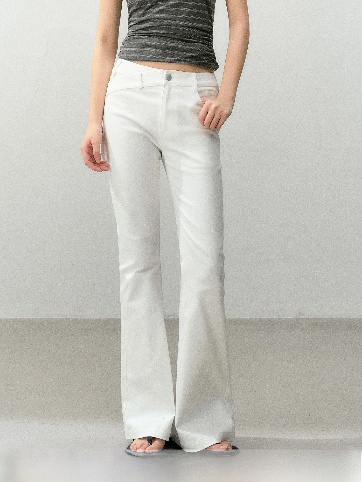 

Slimming High Waist Flared Jeans White Basic Versatile Denim Pants Women's Comfortable Stretchy Spring Season All Year round