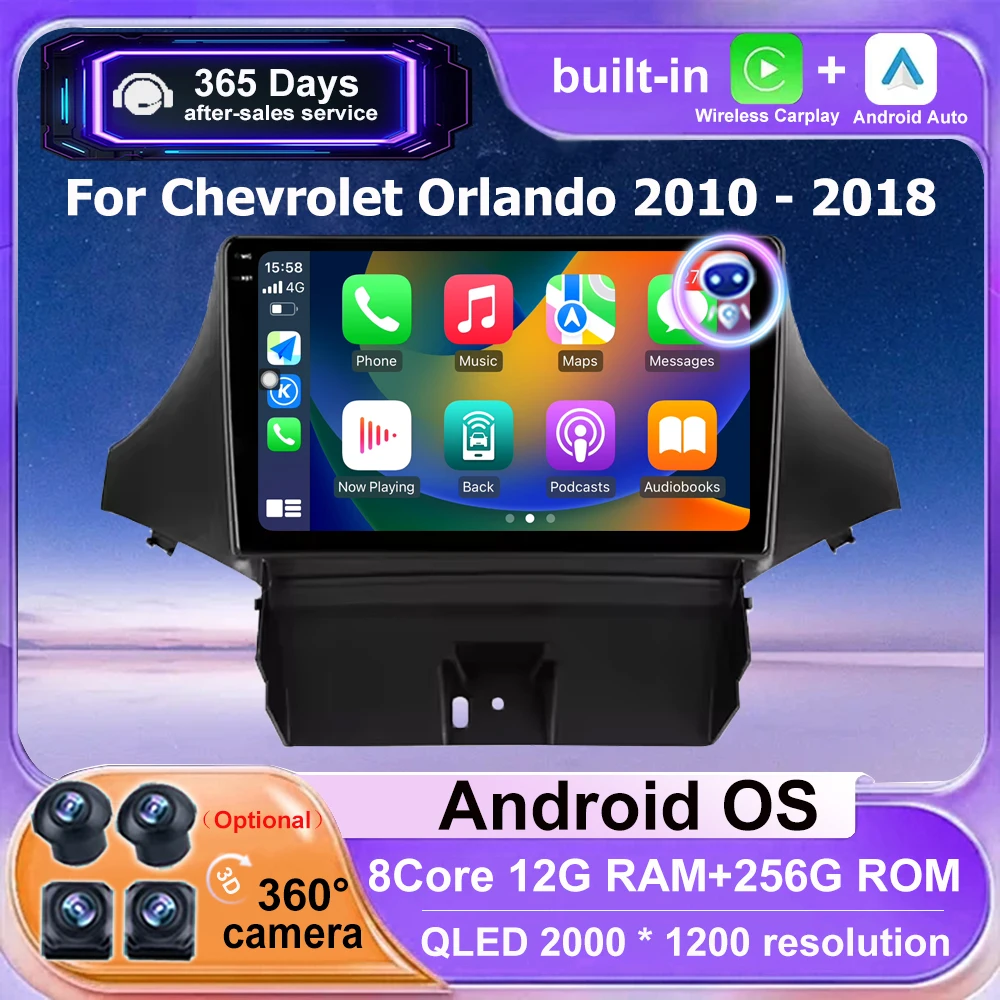 

Android Auto для Chevrolet Orlando 2010-2018 Автомобильный радиоприемник Мультимедийный видеоплеер GPS-навигация Беспроводной Carplay 4G BT Головное устройство