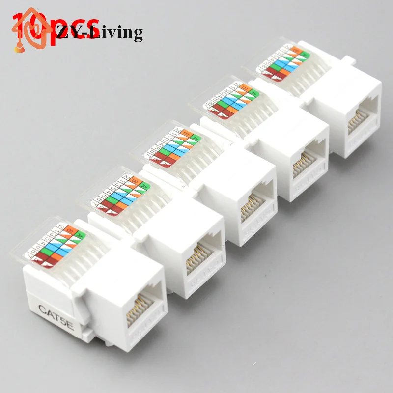 10Pcs RJ45 CAT5e Ethernet Network Keystone JackClip Module Wall Plug Connector