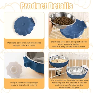 Mangkuk Makanan Gantung Hewan Peliharaan Pengangkat Bergerak Mangkuk Air Baja Tahan Karat Berbentuk Labu untuk Perlengkapan Makan Hewan Peliharaan Kucing Burung Hamster Kelinci 10 mangkuk makanan kelinci penjualan terbaik - №