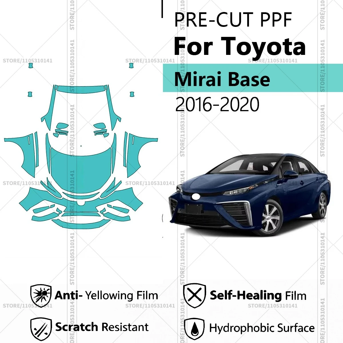 

For TOYOTA Mirai Base 2016-2020 Pre-Cut Paint Protection Film PPF Transparent Car Film Automotive PPF Professional Front Kit