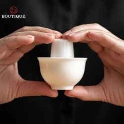 25ml Boutique Sheep Fat Jade White Porcelain Teacup Chinese Small Tea Tasting Juxiang Cup Smell Fragrance Cup Kung Fu Tea Set