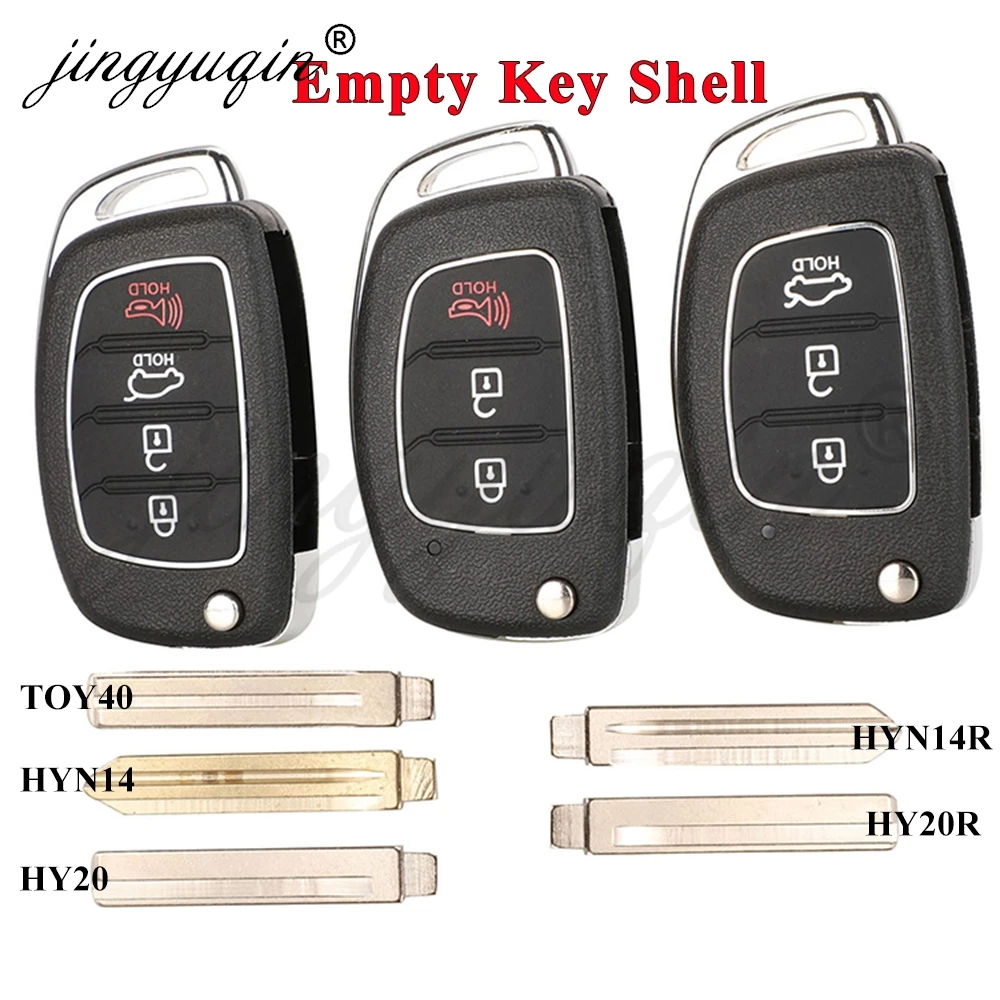 jingyuqin Fob 3/4 Buttons Flip Folding Remote Car Key Shell Case For Hyundai HB20 SANTA FE IX35 IX45 Accent I40 Solaris Replace