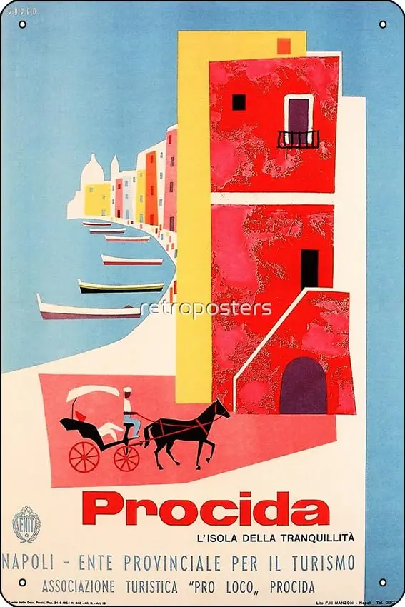 PROCIDA of Naples Southern Italy Vintage Italian Travel Advertising Poster Poster Metal Tin Sign Fun Home Art Wall Decor