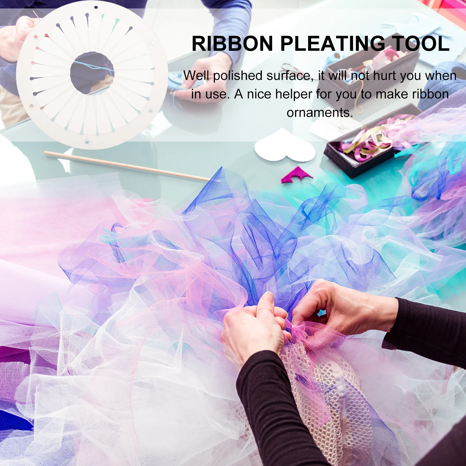 

Embellishments White Ribbon Riband Ornament Maker Pp Plastic Silk Knitting Tool