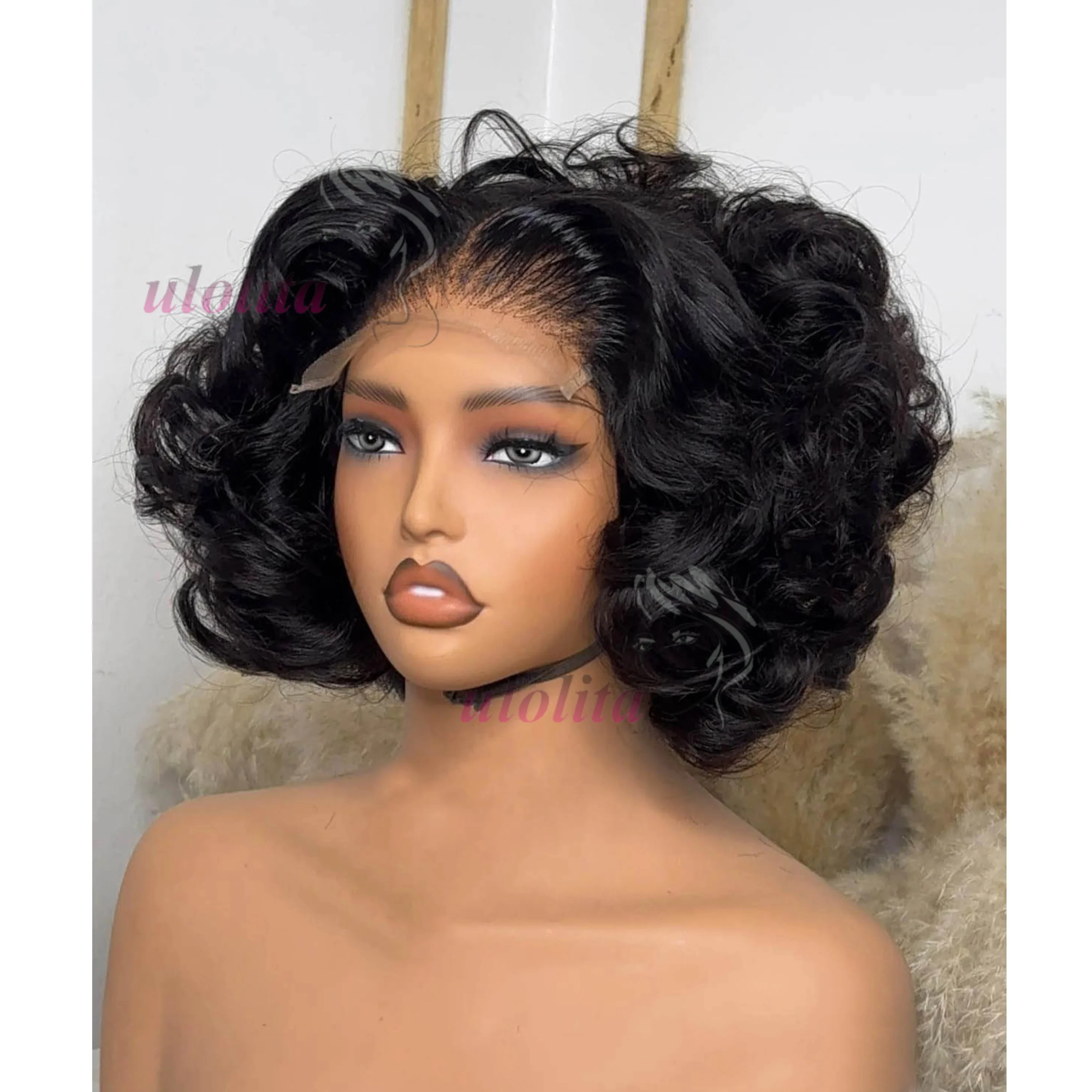 Ombre Schokoladenbraun Lose Bouncy Wave 4x4 HD Lace Closure Echthaarperücken 100% Vietnamesisches Haar Sofort tragbar Kleberlose Lockenperücke – Detail 14