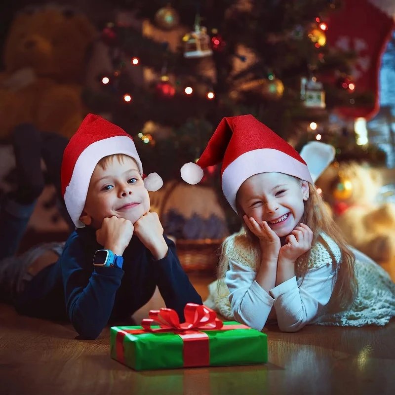Chapeaux de noël rouges unisexes pour adultes et enfants, chapeaux de père noël, nouvel an, casquettes de joyeux noël, fournitures de décoration de fête pour Festivals