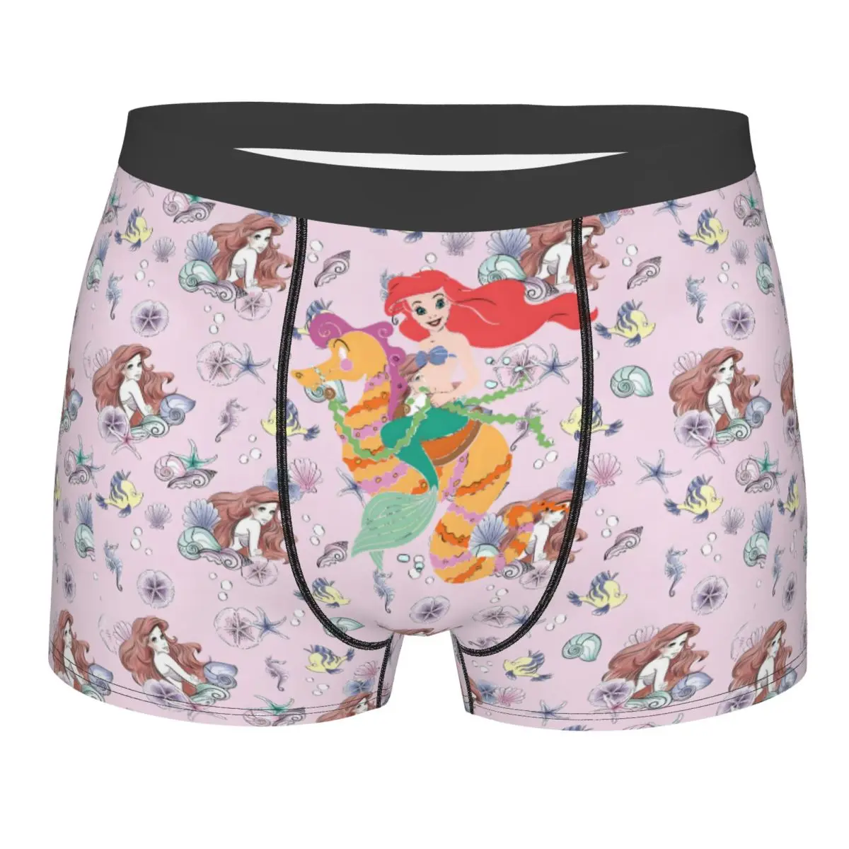

Мужское крутое нижнее белье на заказ, трусы-боксеры принцессы Ариэль, дышащие шорты, трусы, трусы