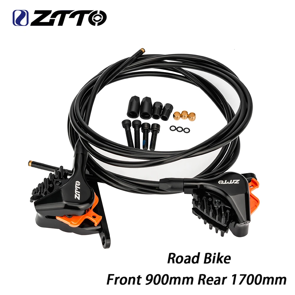 

ZTTO Road Bike Flat Mount Hydraulic Disc Brakes 22mm Piston Mineral oil Calipers Front 900mm 1700mm Wear-resisting Cooling pads