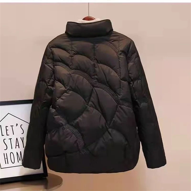 2024Autumn Winter New Fashion Temperament Women\'s Light Down Jacket Short Standing Collar Simple Fashion Casual Warm Tide Jacket