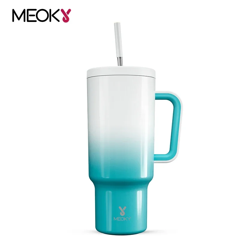 

Meoky 40oz Tumbler Stainless Steel with Straw Lids Thermal Leak-Proof Water Bottle Travel Vacuum Insulated Portable Coffee Cup