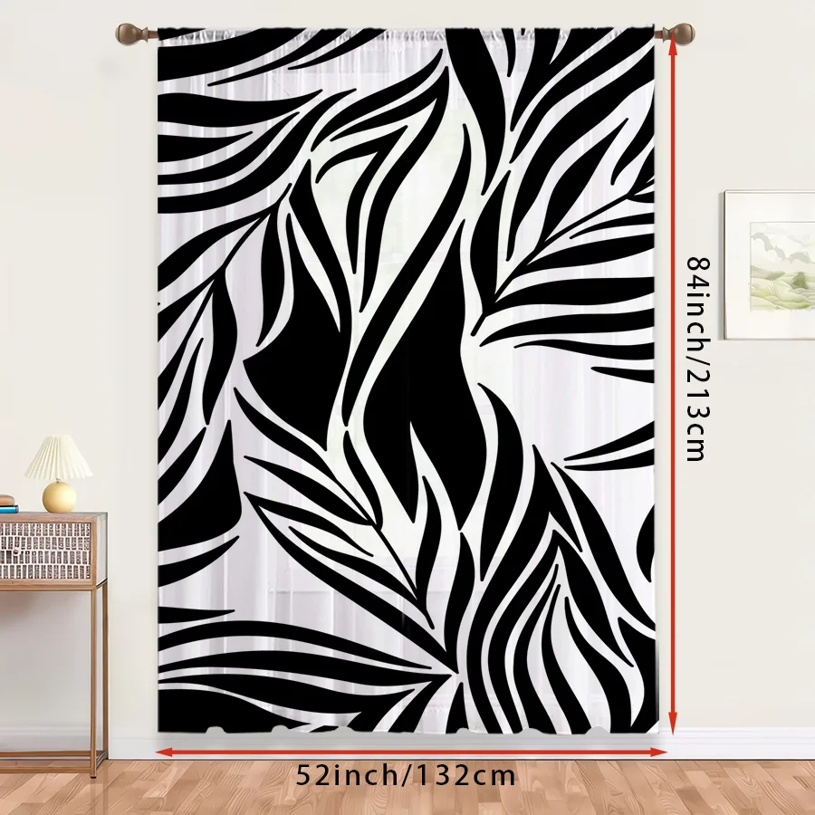 1PC Sheer Curtain Black White - Curtain Rods ulasan dan harga