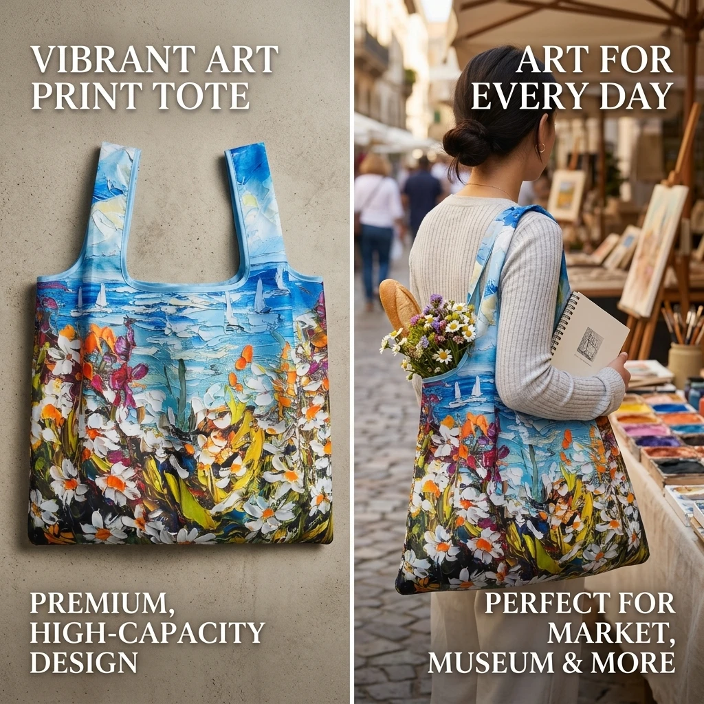 Oil PaintingPrint Eco Shopping Bag Foldable Reusable Grocery Tote Large Capacity Shoulder Handbag Aesthetic Floral Shopper Bags