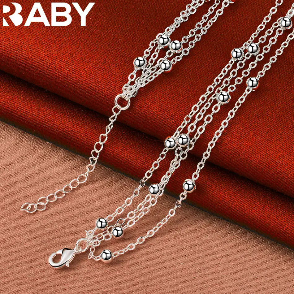 

URBABY стерлингового серебра 925 пробы 45 см бусины ожерелье для женщин креативные подарки уличные универсальные вечерние и повседневная одежда