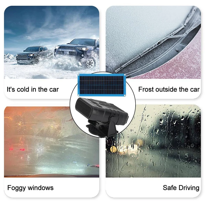 ABNO-DC 12V 30W Solar Panel Powered Winter Electric Heater Drying And Heating Heating Fan Car Warmer Heater For Outdoor