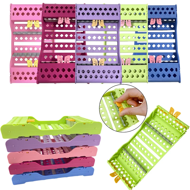 

Dental Instrument Box 135℃ Autoclavable Plastic Dental Instrument Storage Rack for 8 Holders Sterilization Box Dentistry Tools