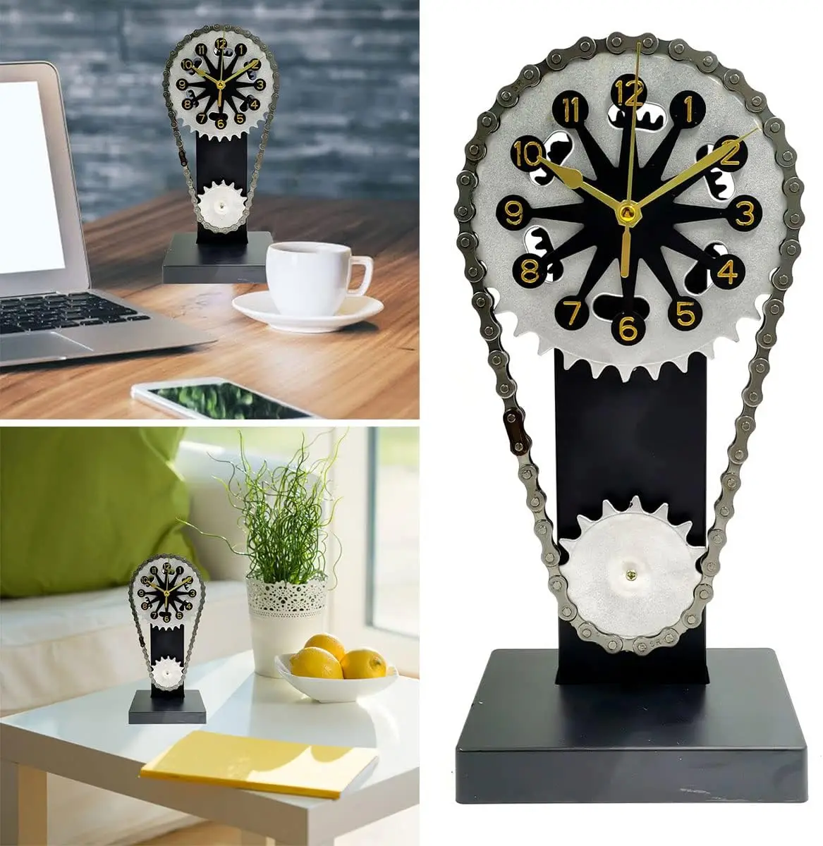 Desktop Clock European Creative Clock Decoration Desk Clock Vintage Clock Crafts Ornaments Chain Gear Clock Home Decor