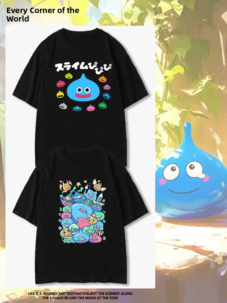 

Loose Fit ort Sve T-irt for Men Summer Youth Cartoon Anime Collaboration Loose Body T-irt Dragon Slayer Slime