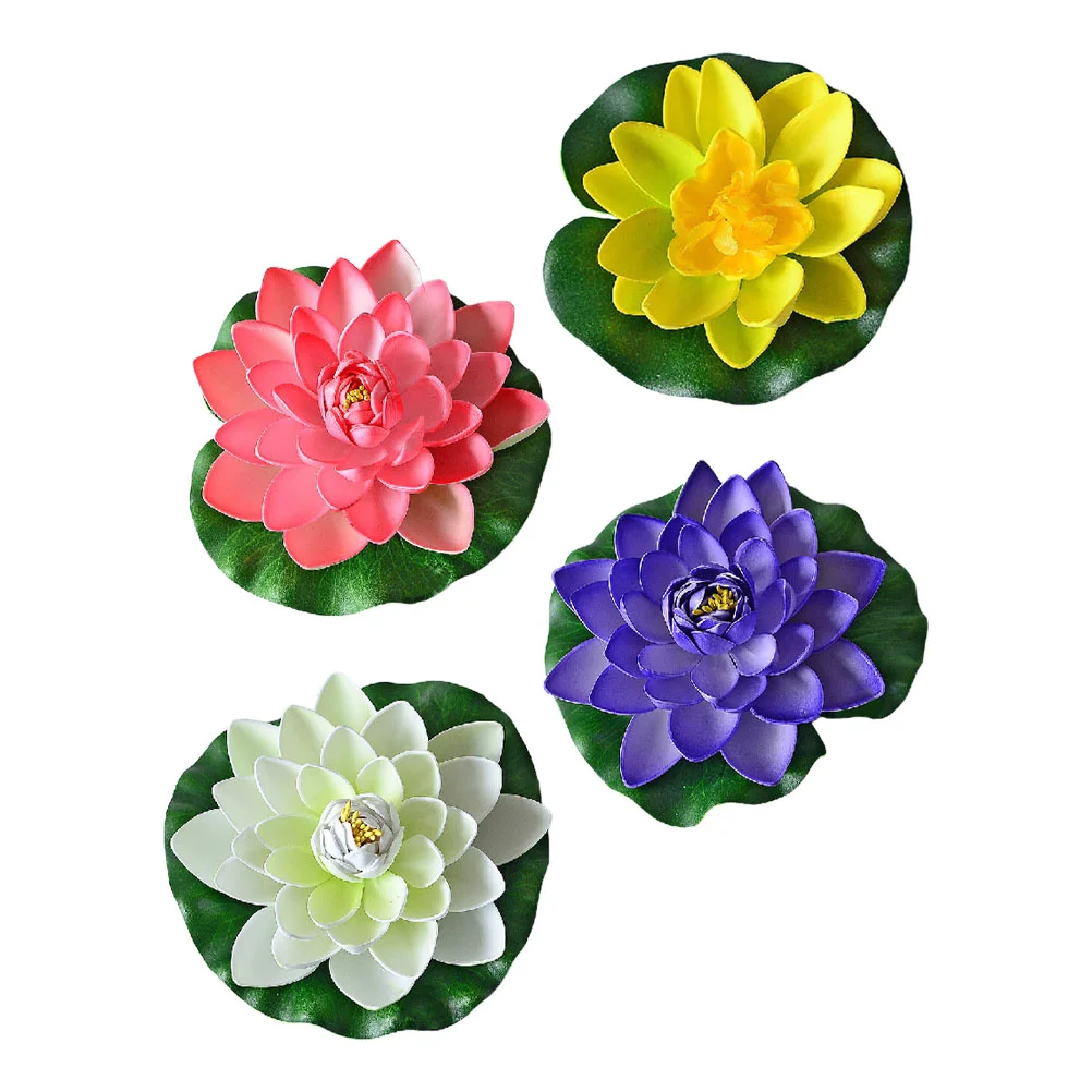 

4 Pcs Simulation Water Lily Decoration Artificial Lilies Floating Ornament Toy Lotus Flowers Plastic Ornaments