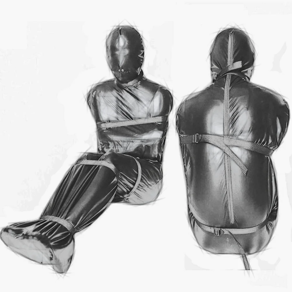 Zip Full Body Bondage Mummy Sack Sleeping Bag Erotic Costume BDSM Detachable Ho…