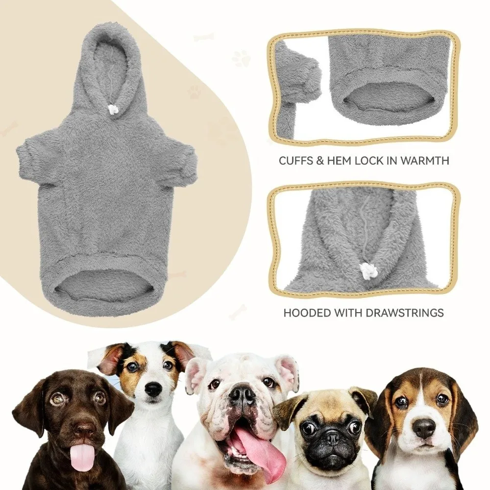 

Нечеткая теплая флисовая толстовка для собак, уютный мягкий свитер для собак, двустороннее пальто с капюшоном для щенков для кошек и собак