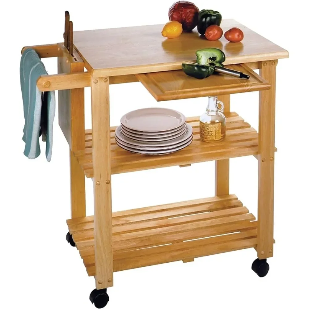 

Kitchen trolley, functional with partition needs to be assembled, natural color