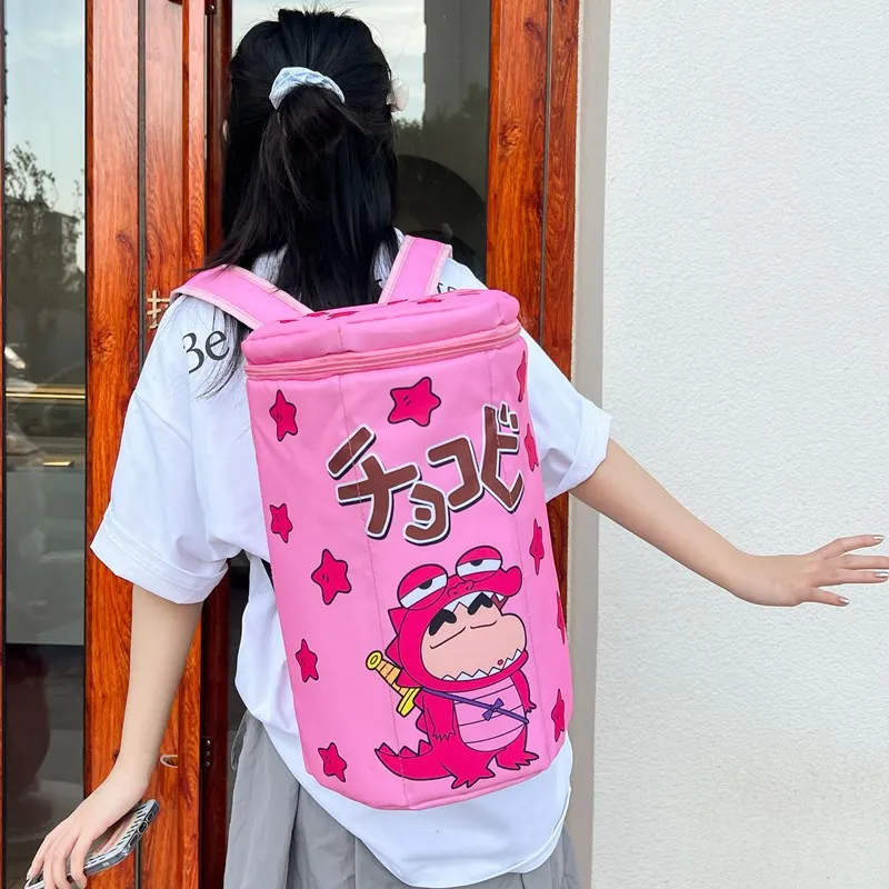 Bandai-mochila Kawaii de Anime para chica, Caja de galletas de cocodrilo Shin Chan, gran capacidad, 2024