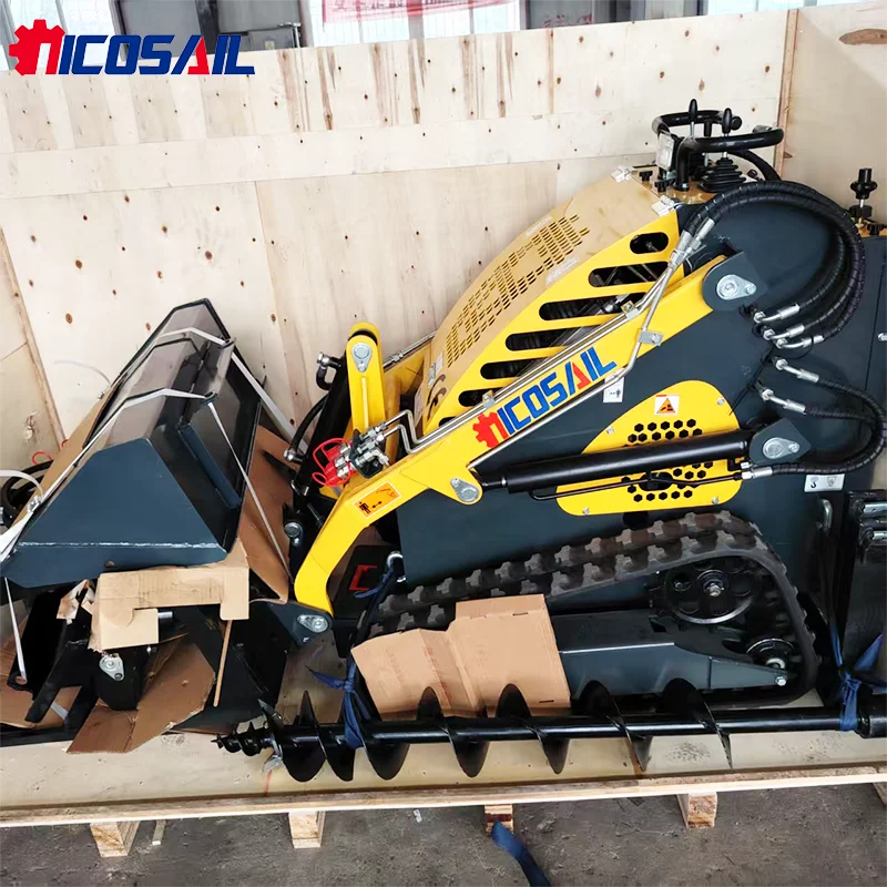 جرافة انزلاقية صغيرة مع شهادة EPA وCE، محمل صغير مزود بشوكة وملحقات أخرى