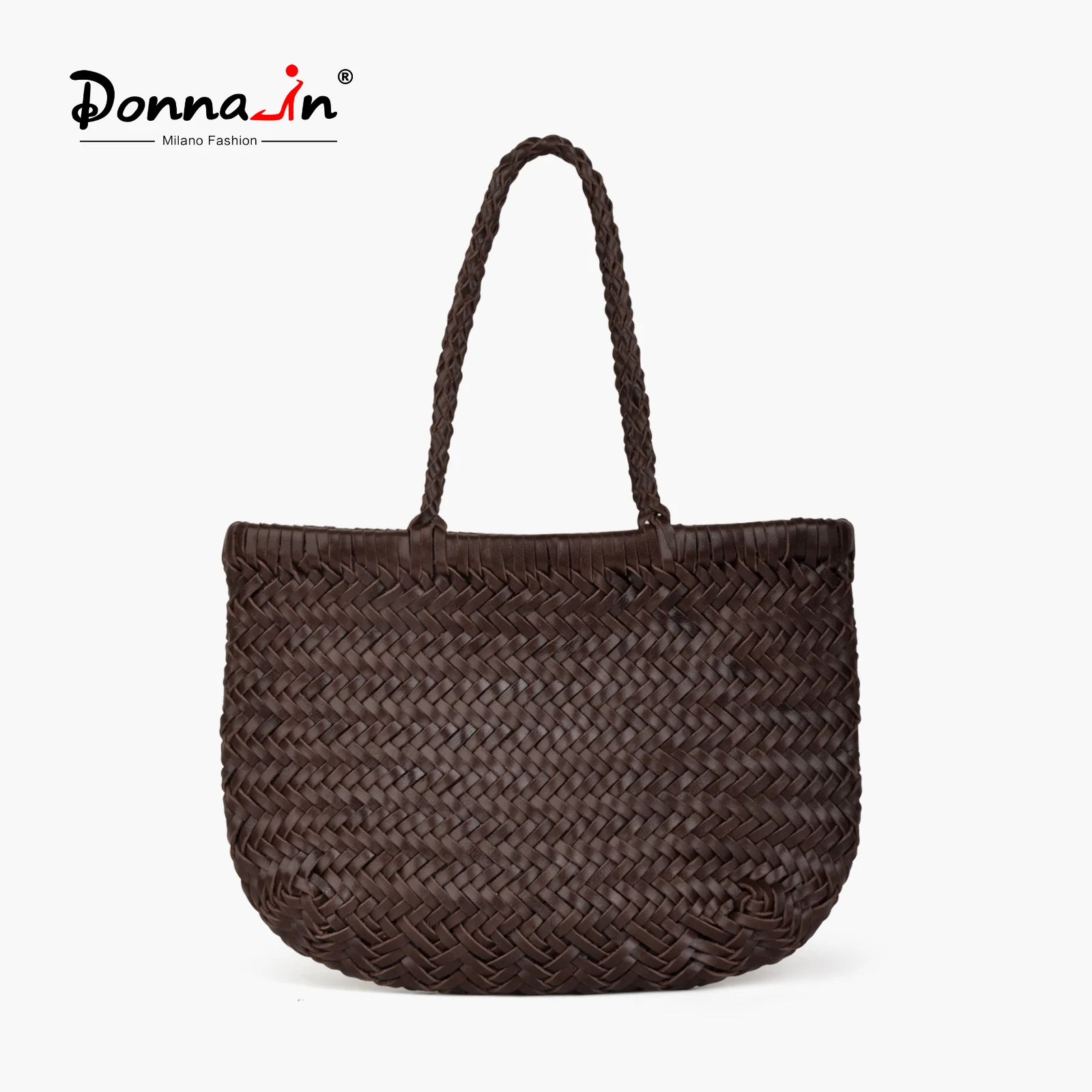

Сумка-тоут Donna-in из натуральной кожи с плетеным узором для женщин, дизайнерская модель класса люкс, вместительная сумка