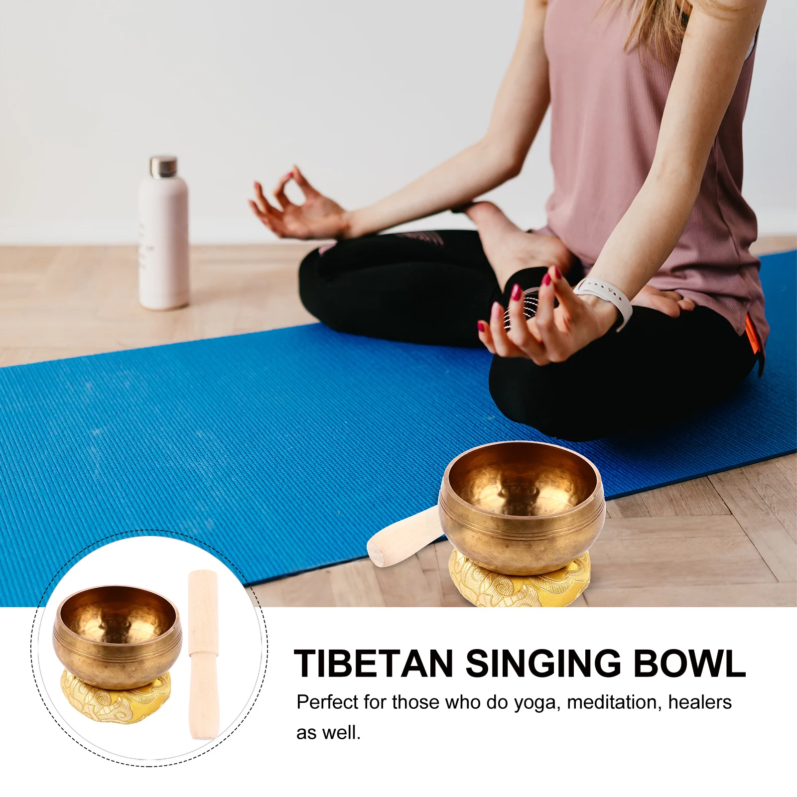 

1Set Tibetan Singing Bowl Set Copper Meditation Singing Bowl with Wooden Mallet Cushion for Yoga Healing Spiritual Meditation