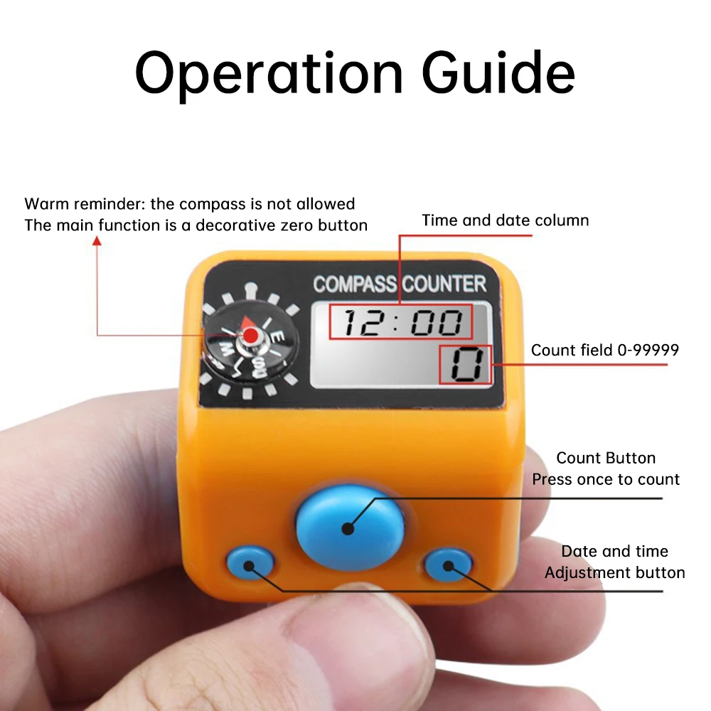 0-99999 5digit Counting Finger Counter Portable Ring Type Electronic Manual Digital Screen Display Button Counter for Warehouse