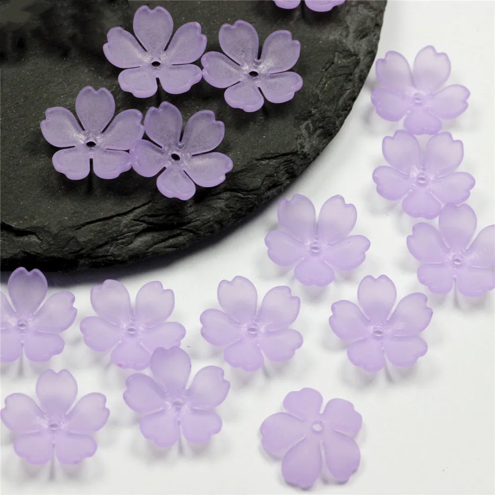 50Pcs 15MM Five Petal Flower Shape Acrylic Beads Loose Spacer Beads For Jewelry Making Diy Bracelets Handmade Accessories