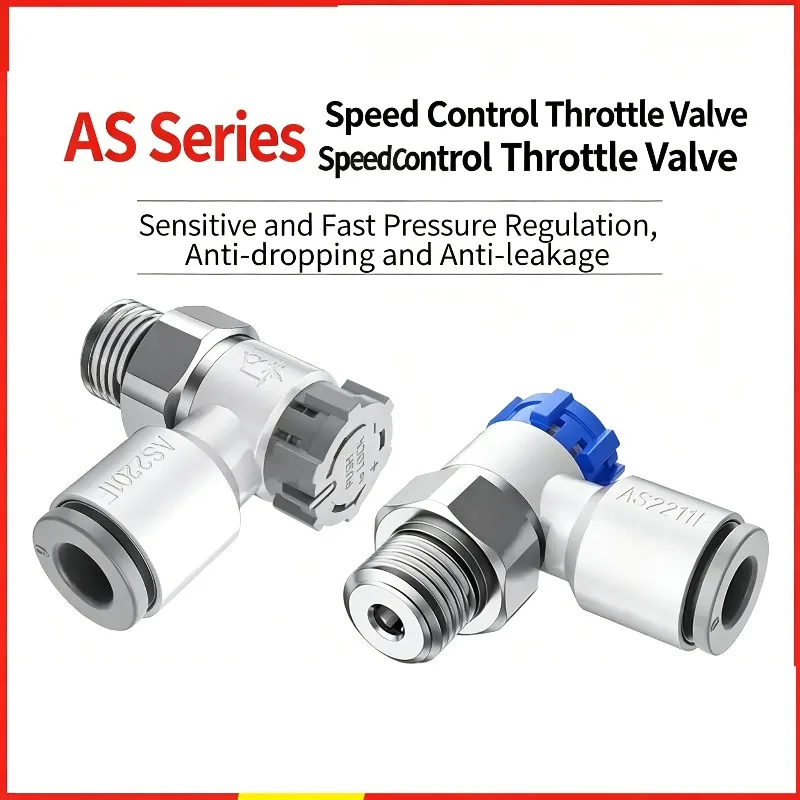 50pcs Speed Controller Throttle Valve Pneumatic Fitting AS1201F/1211F-M3/M5-04/06A AS2201F/2211F-01/02-04/06/08/10SA