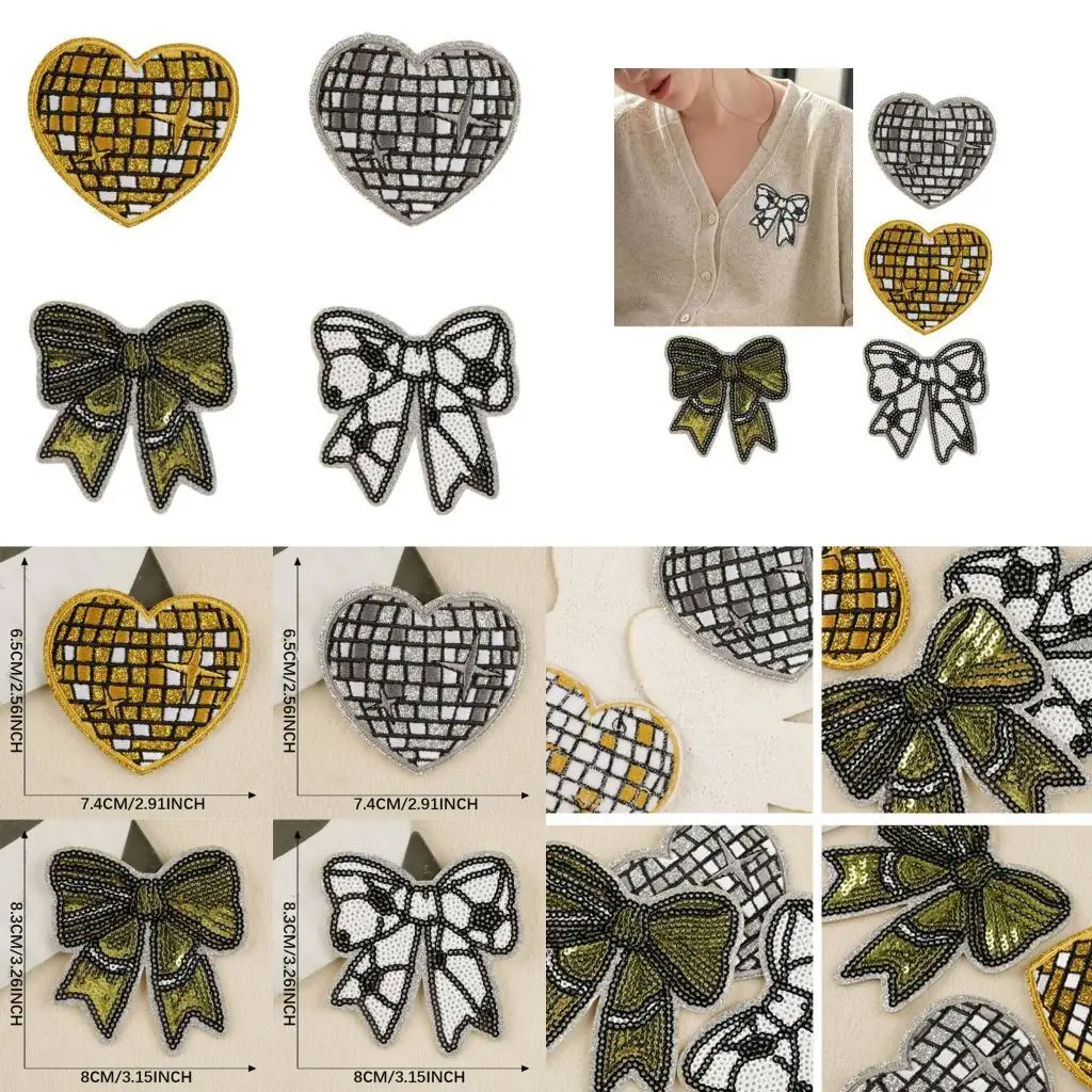 

4 Pcs Bows Iron on Patches Bowknot Embroidered Patches for Clothes Dress Jeans Y08E